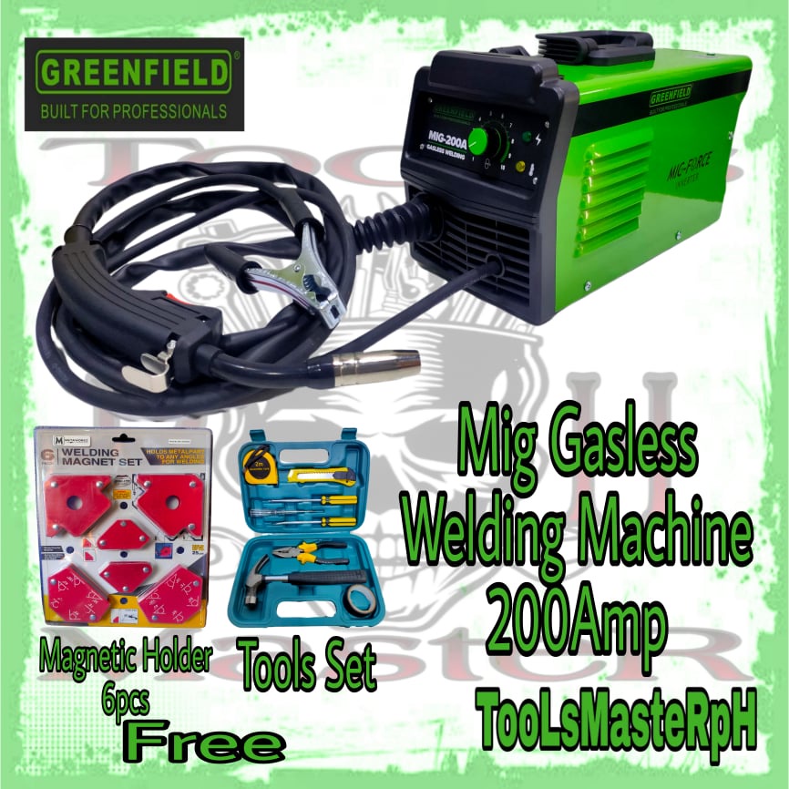 GREENFIELD 200Amp MIG Gasless Welding Machine with METAWORKZ