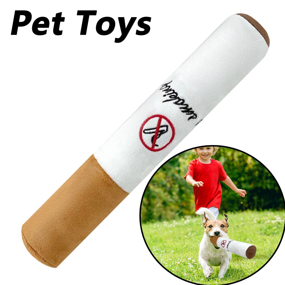 Pet Funny Toys Cigar Big Smoke Plush Sound Squeak Fake Cigarettes Toys