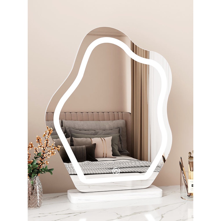 Simple style master bedroom dressing table makeup mirror with lamp wall
