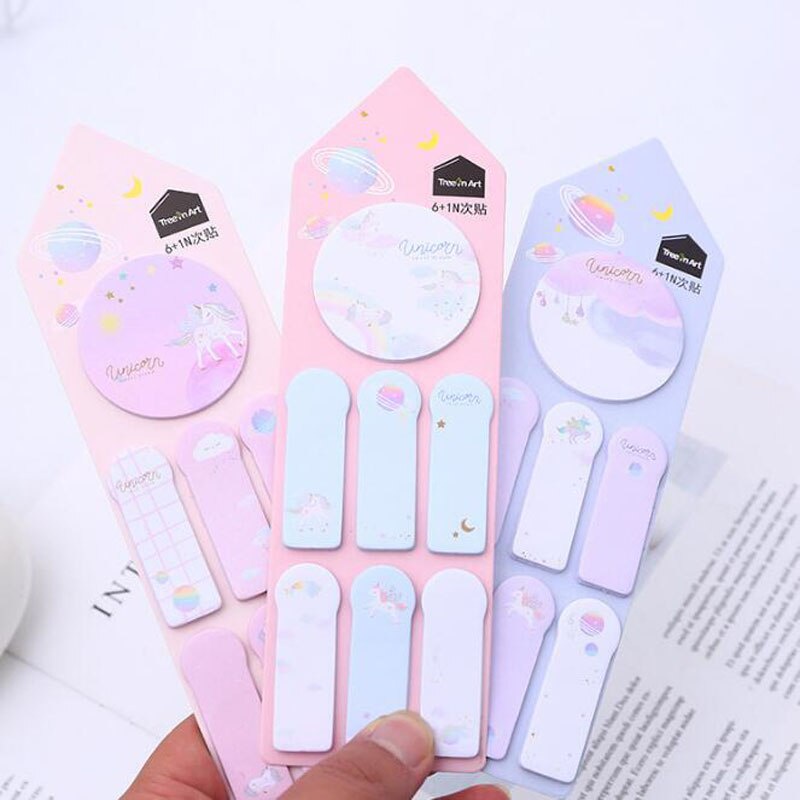 Kawaii Sticky Notes Stickers Cosmic Unicorn 6+1Daily Plan Memo Pad ...