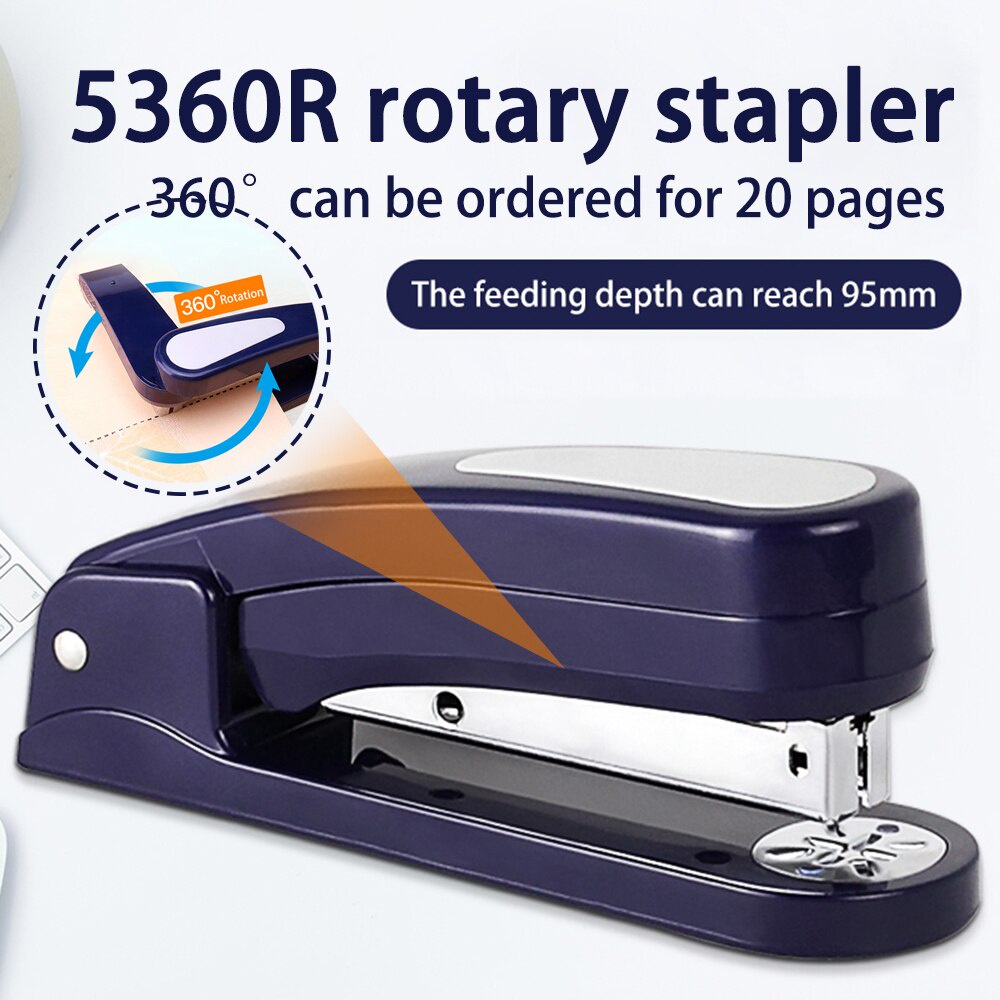 360 rotatable Heavy Duty Stapler Use 24/6 Staples Effortless Long Stapler School Paper Staplers
