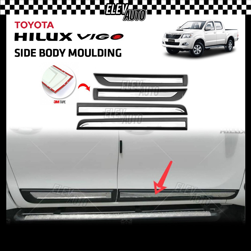 ๑ Toyota Hilux Vigo BLACK CHROME Side Body Moulding Door Lining Body