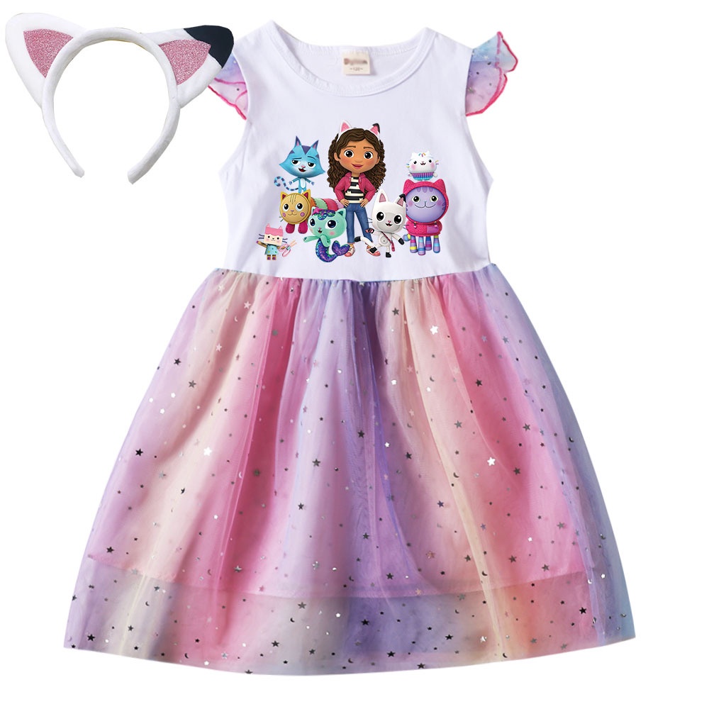 ۞Cartoon Gabby Cats Kids Dresses Gabby's Doll House Clothes Baby Girl ...