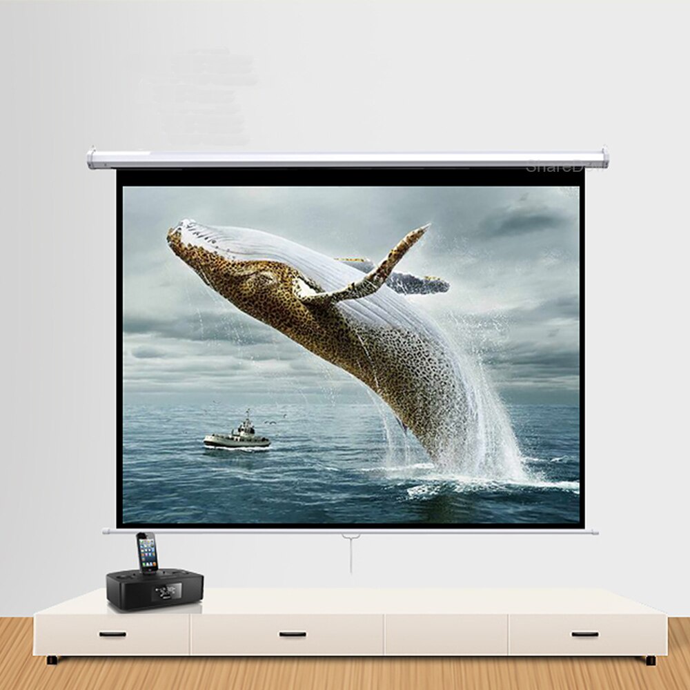 Manual Pull Down Projector Screen 60 72 84 100 Inch 16 9 HD Widescreen   Ph 11134201 7r98o Ll32xftbfwh3f3