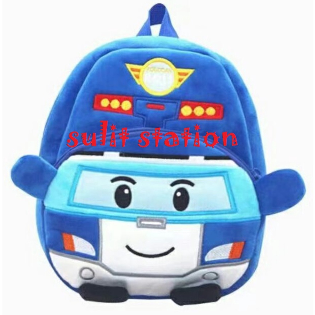 CHARACTER BLUE POLICE CAR SOFT 3d PLUSH STUFF KIDS BOY FASHION BACKPACK TOY BAG bagS Shopee