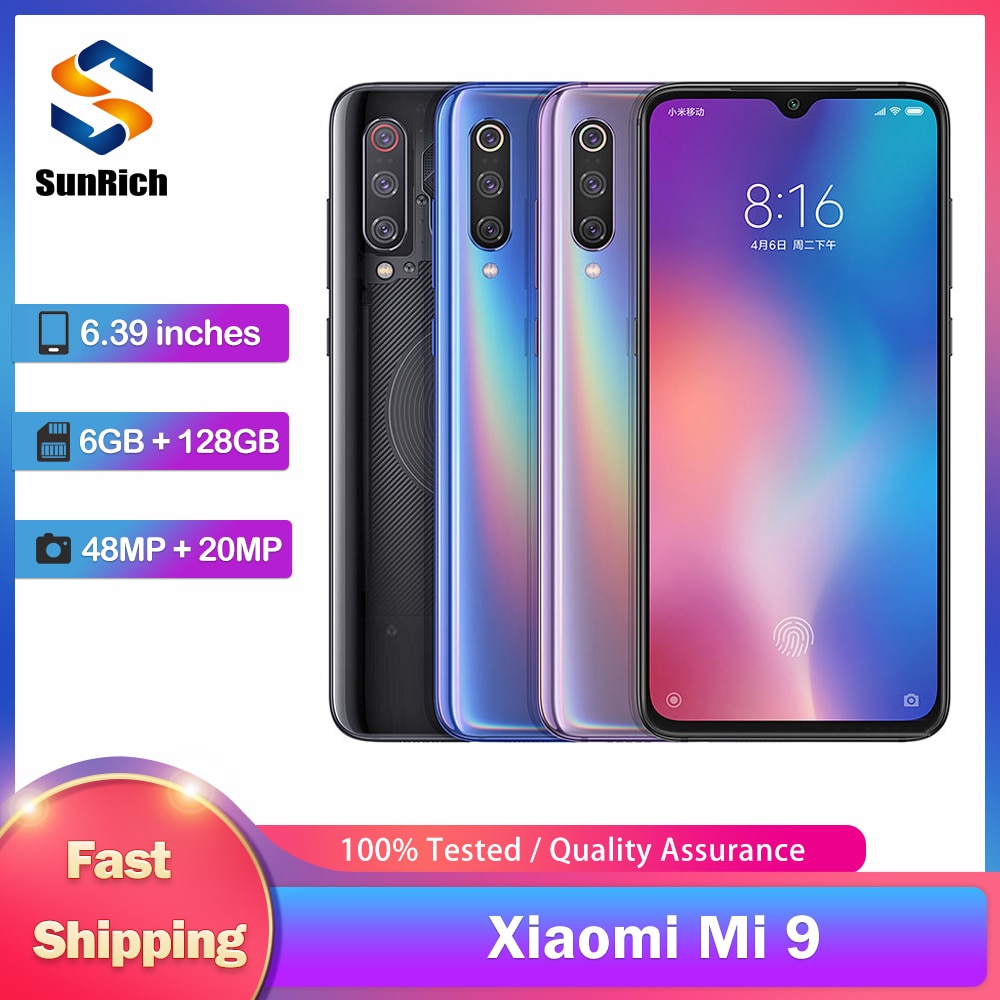 Original Xiaomi Mi 9 4G LTE Mobile Phone Dual SIM Card 6.39'' 6GB RAM ...