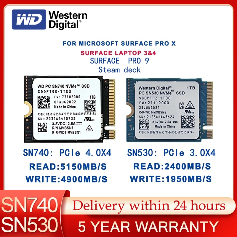 ۩✱Western Digital WD SN740 SN530 M.2 2230 SSD 1TB 2TB 512GB NVMe PCIe Gen4  x4 for Microsoft Surface | Shopee Philippines