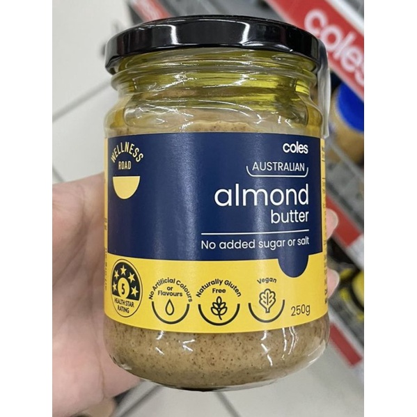 Coles Australian Almond Butter No Sugar or Salt Added 250g Shopee