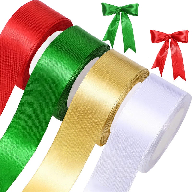 200 Pack Mini Gold Satin Ribbon Bows with Self-Adhesive Tape for Gift Wrapping, DIY Crafts, Scrapbooking, 1.5 in