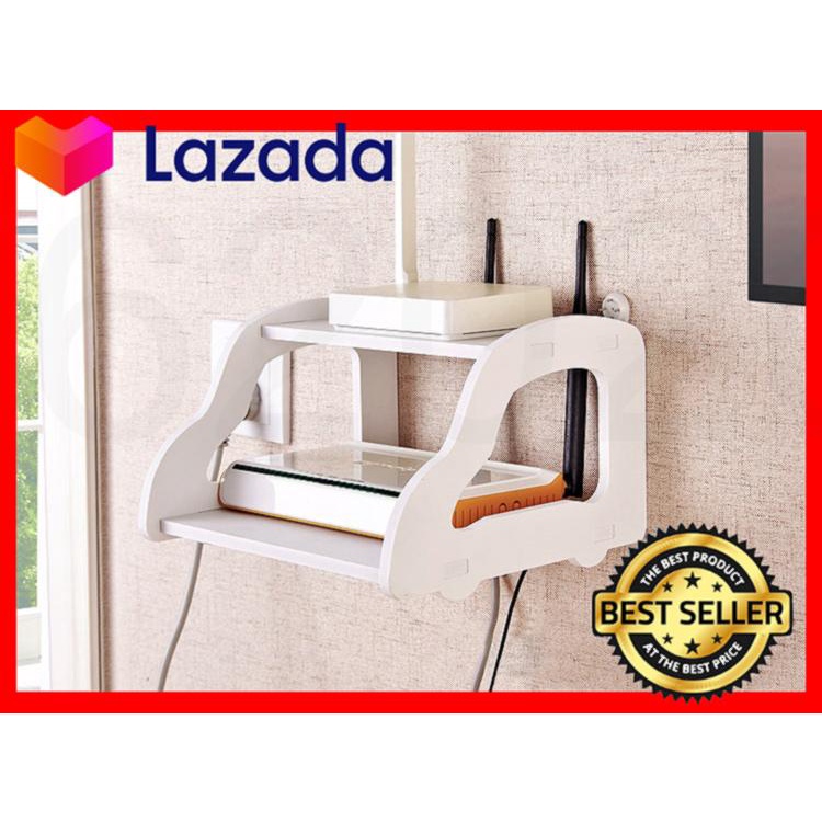 S839 Storage Rack Display Holder Double Floating Wall Mount Shelf Wood