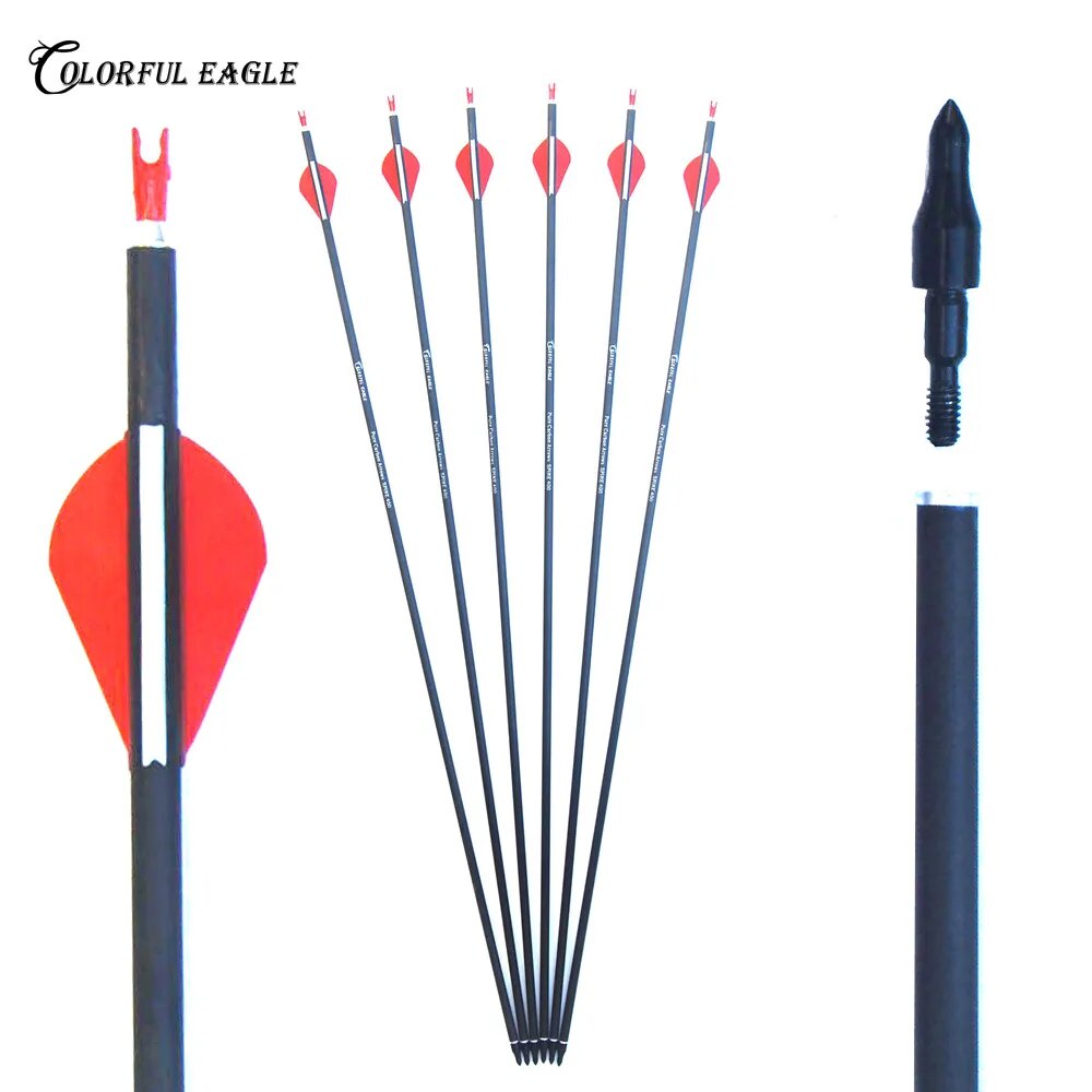 28"30"31" Spine 300 400 Pure Carbon Arrow for Recurve Compound Bows