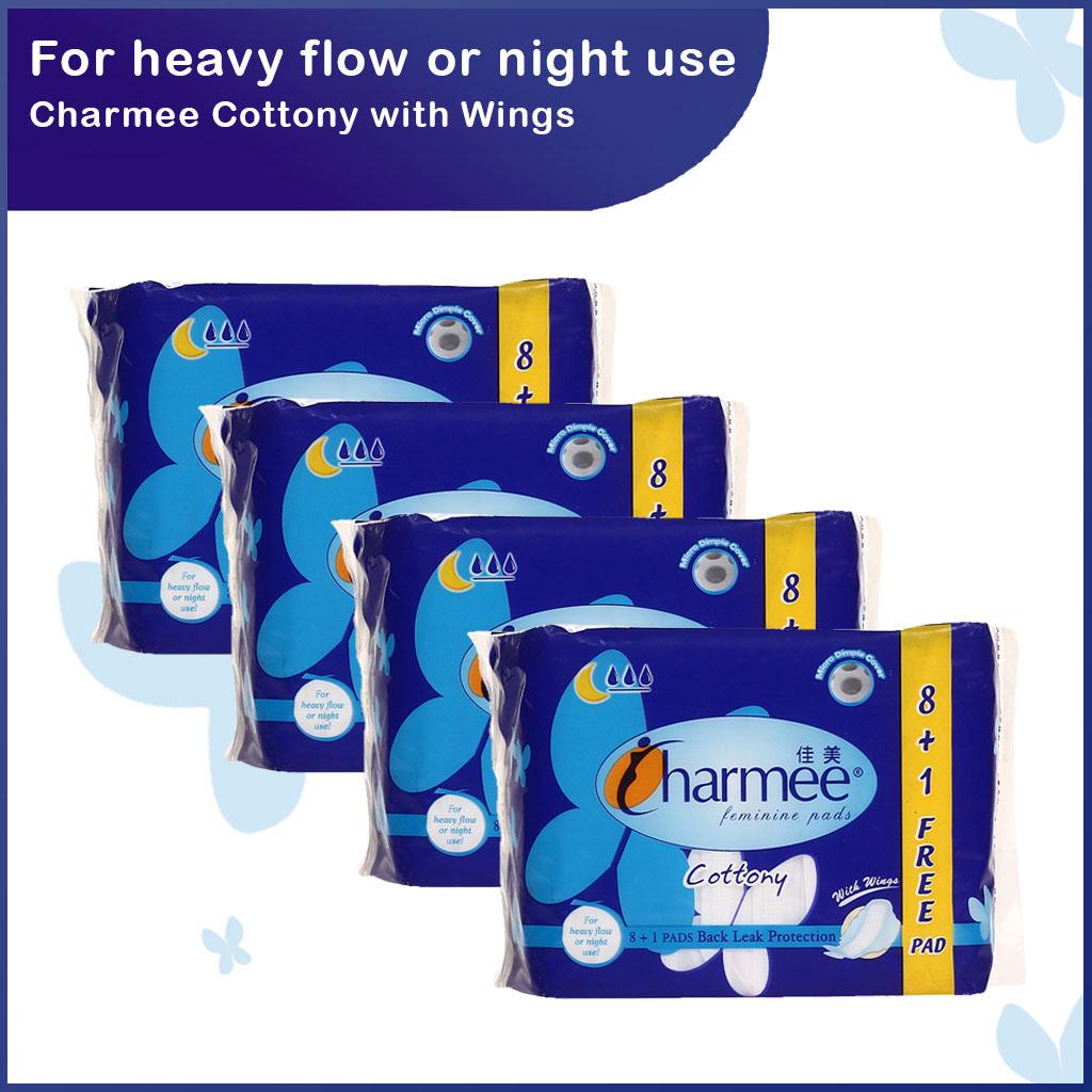 Charmee Sanitary Napkins Fem Pads Heavy Flow or Night Use 8's + 1 x 4