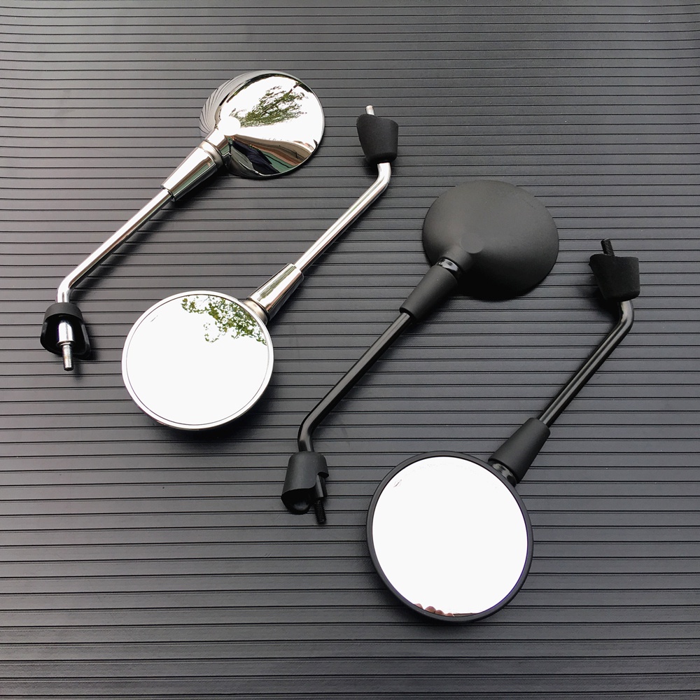Motorcycle Handlebar Rear View Side Mirrors Black Convex Lens For VESPA