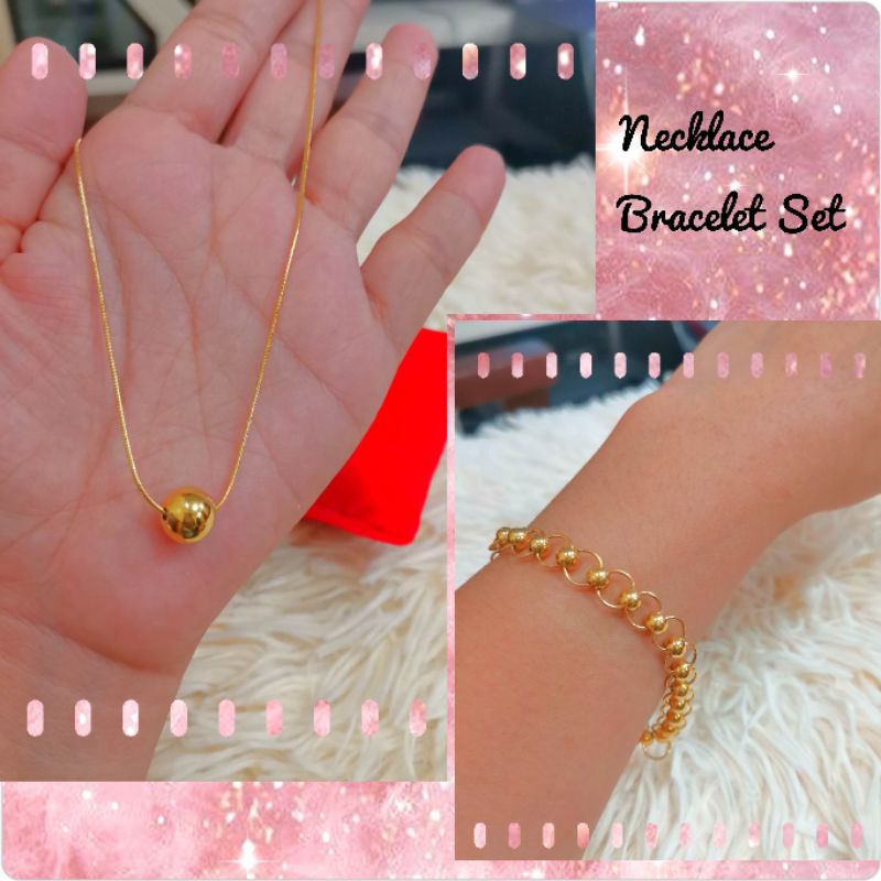 10k Pure Gold Necklace Bracelet set for Women Shopee Philippines