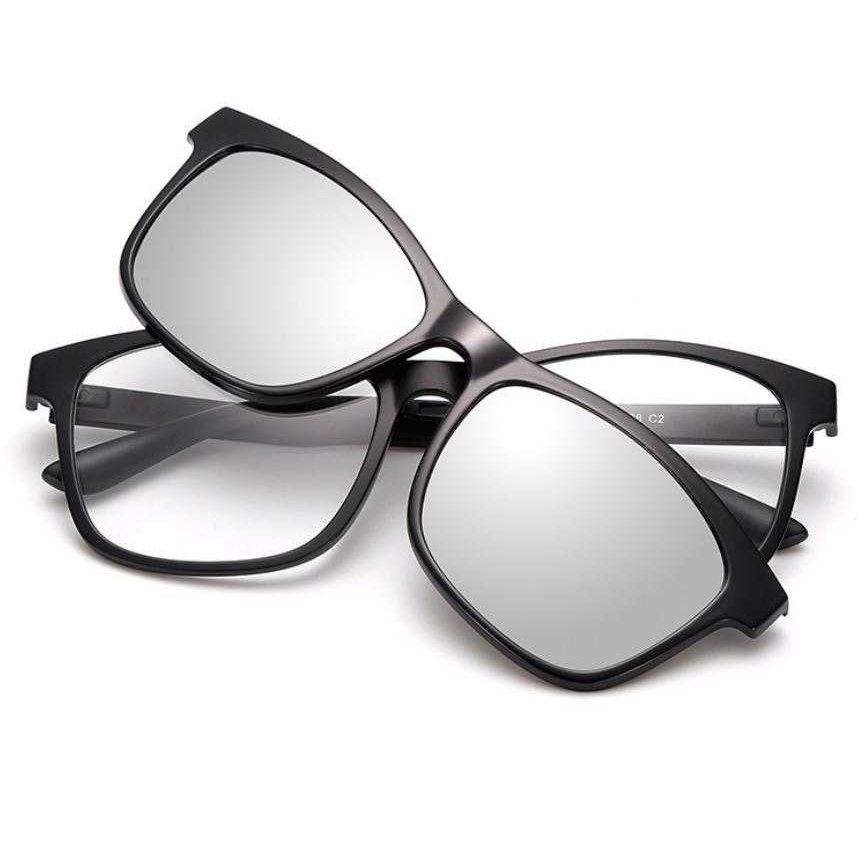 Sunglasses Clip On Glasses Unisex Lenses Retro Frame with Set