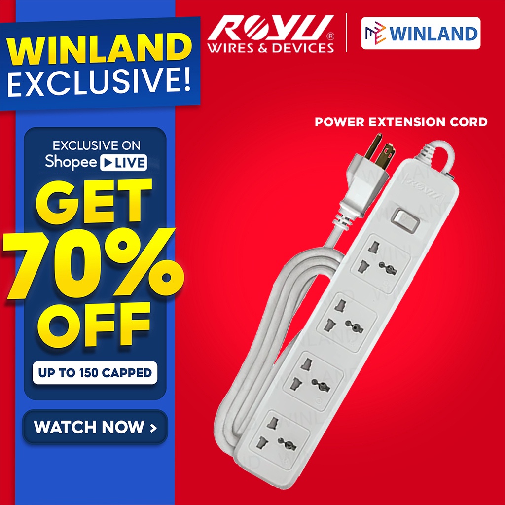 Royu Extension Cord Overload & Surge Protected 5 Outlets w/ One Switch