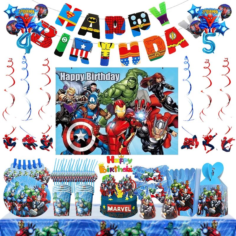 Avengers backdrop  Avengers birthday decorations, Avengers birthday,  Avengers birthday party decorations