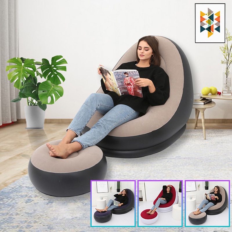 Portable Folding Inflatable Sofa Lazy BeanBag Sofas Chair Lounger Bean