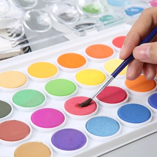 6 Colors 20Sheet Solid Watercolor Coloring Book Paint Set Water Color  Pigment & Paint Brush Children