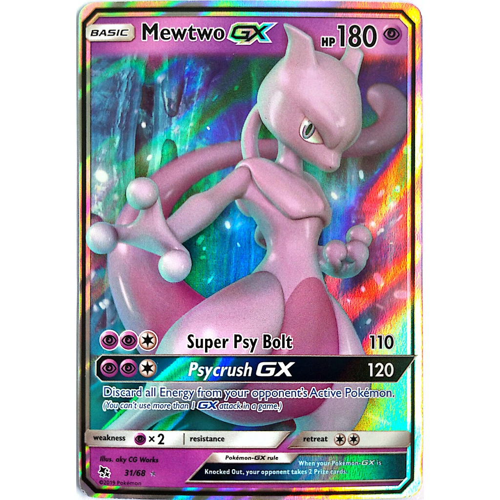Pokemon TCG Mewtwo GX 31/68 Hidden Fates Full Art Ultra Rare | Shopee ...
