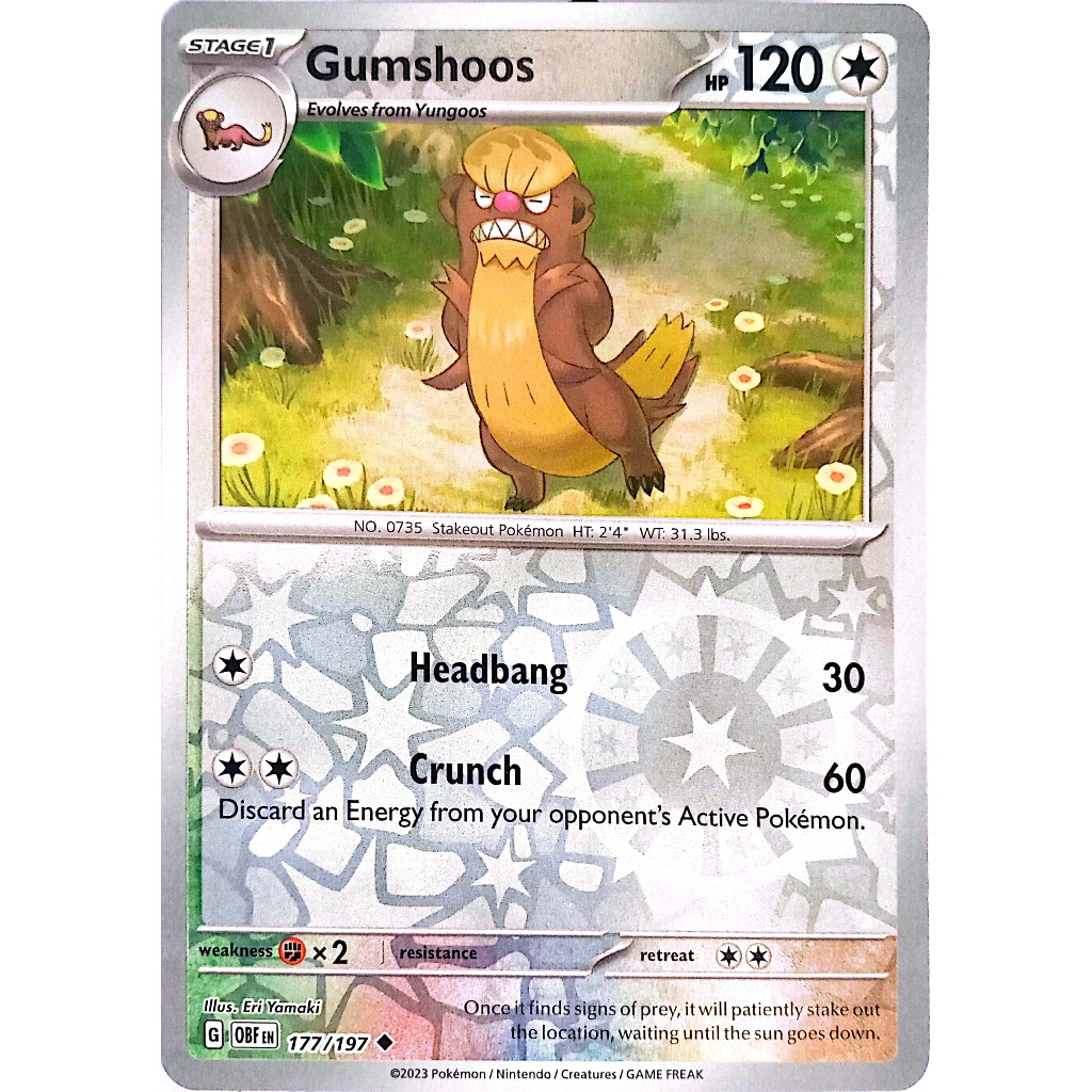 Pokemon TCG Gumshoos 177/197 Obsidian Flames Uncommon Reverse Holo | Shopee  Philippines