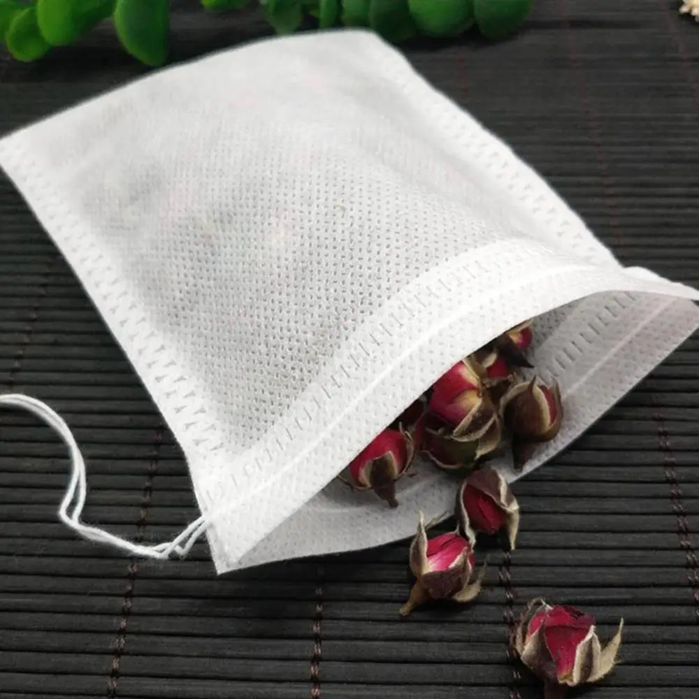 Tea 100Pcs Practical Empty Teabags Disposable Drawstring Non-Woven ...