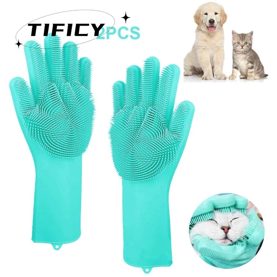 Pet Grooming Cleaning Gloves Dog Cat Bathing Shampoo Glove Scrubber