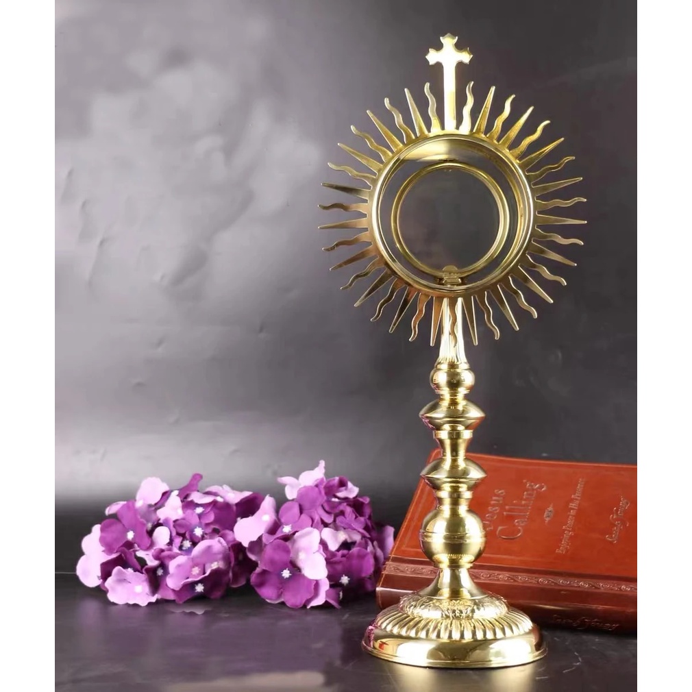 Catholic Ostensorium Monstrance Charm First Communion Reliquary Brass ...