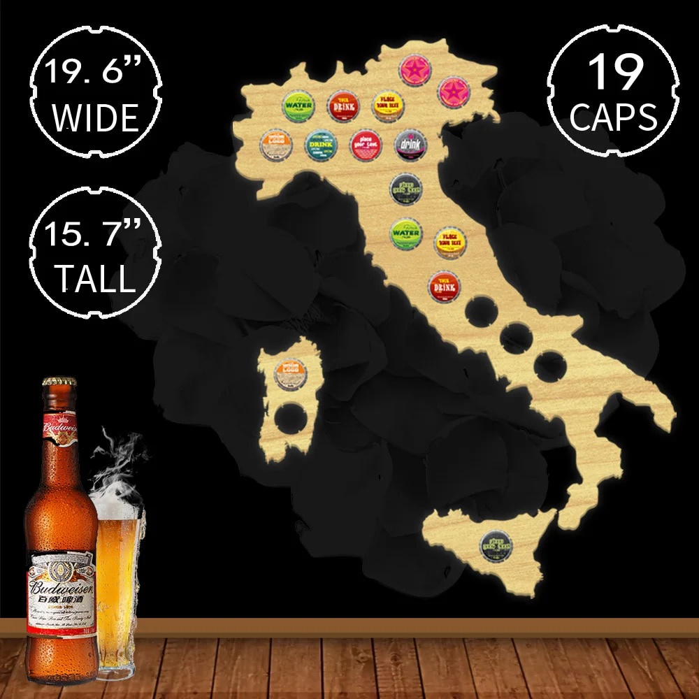 Italy Beer Cap Map Bottle Cap Map Collection Beer Gift Wood Map Bar Pub ...