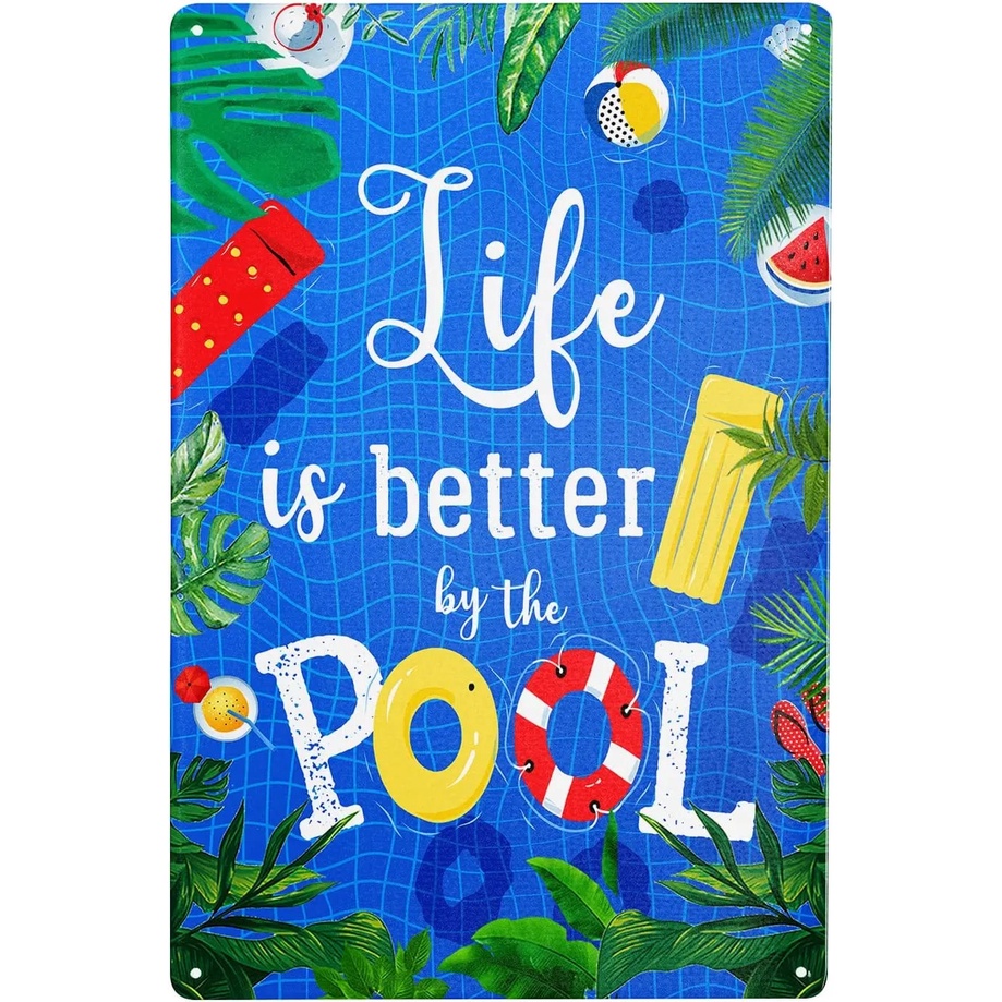 Novelty Pool Rules Metal Sign Pool Sign Pool House Decor Poolside Sign ...