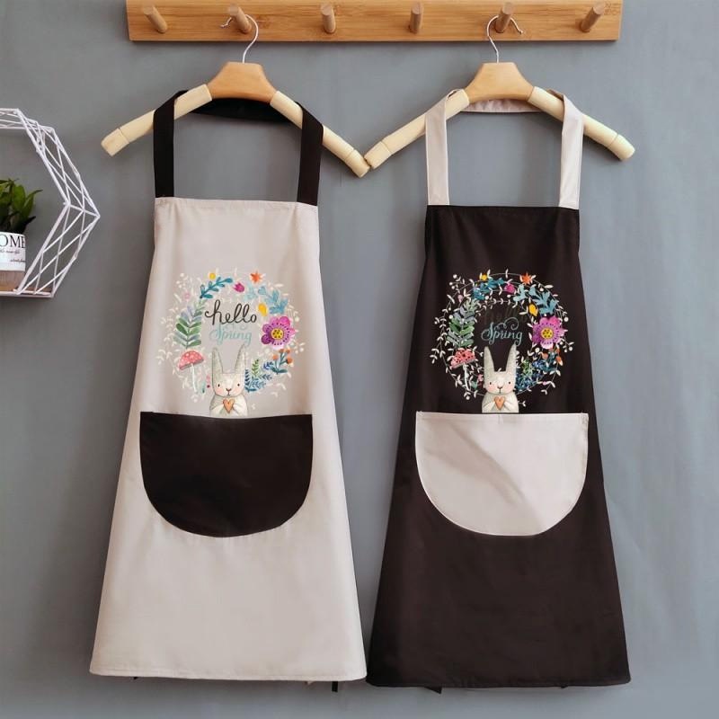 Multifunction Wipeable Apron Waterproof Oil-Proof Cartoon Wreath Stripe ...