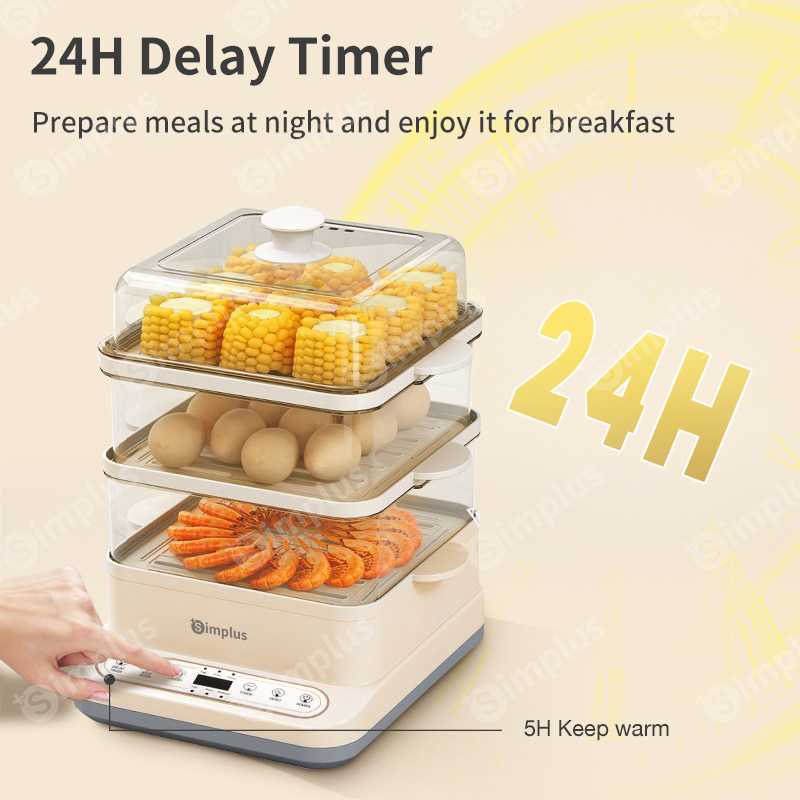 Simplus Electric Food Steamer Siomai Steamer Multifunction Smart Timer