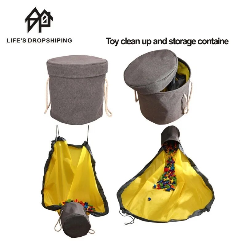 ♣Multifunctional Toy Storage Basket Large Play Mat Toy Clean up Storage