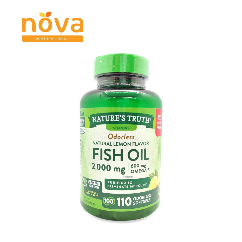 Nature's Truth Odorless Natural Lemon Flavor Fish Oil 2000mg 110