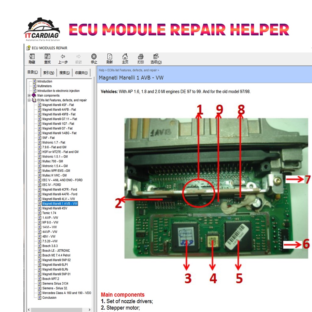 유ECU MODULES Repair Helper EBook ECU Repair Software ECUs Pinout Immo