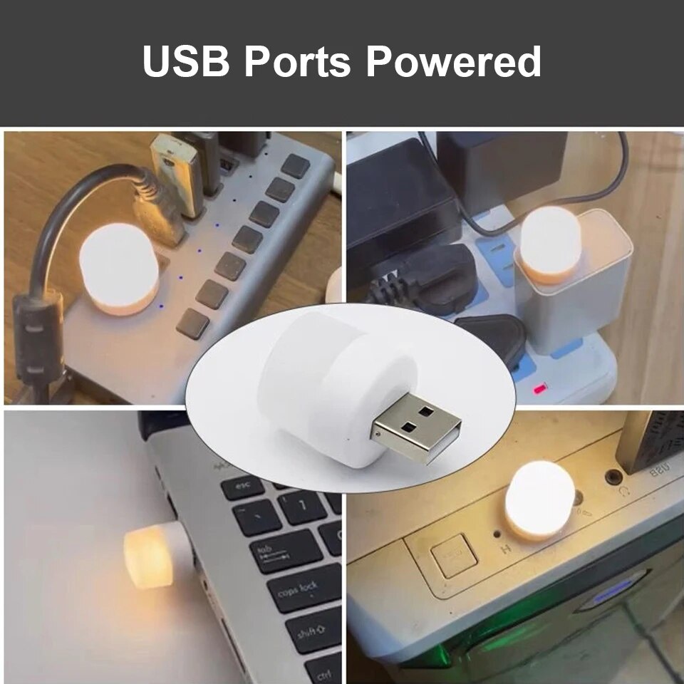 Mini USB Plug Lamp Portable LED Night Light Small Round Lamp Power by ...