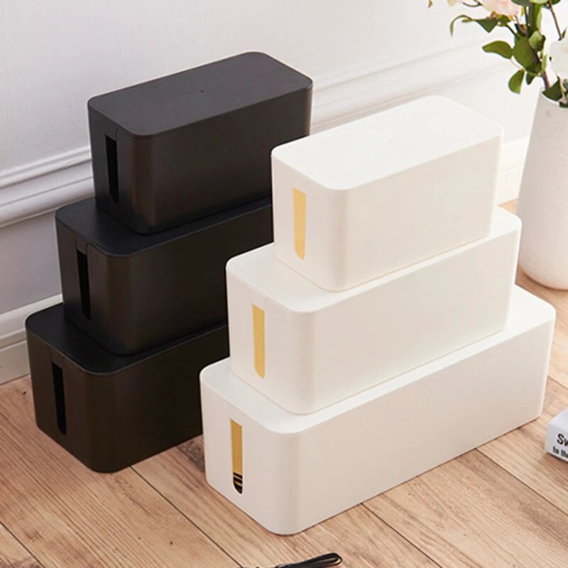 Plastic Practical Bedroom Tabletop Cable Storage Case Easy to Use Cable ...