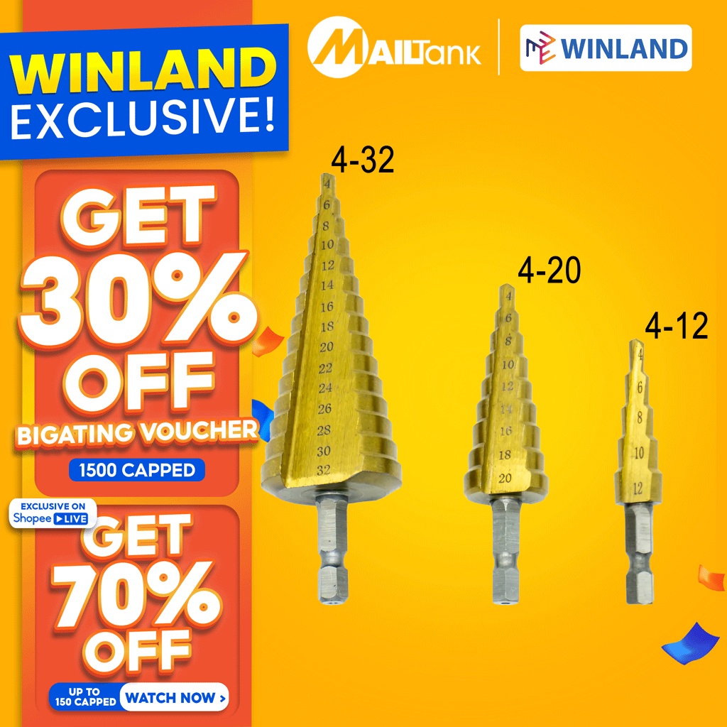 Mailtank by Winland Step Drill Set 3pcs Cone Drill Bits High Speed