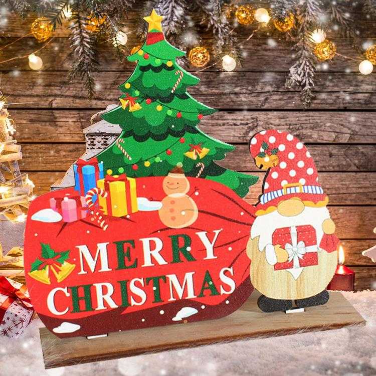 Wooden Santa Claus Tabletop Sign Christmas Table Decorations Wooden