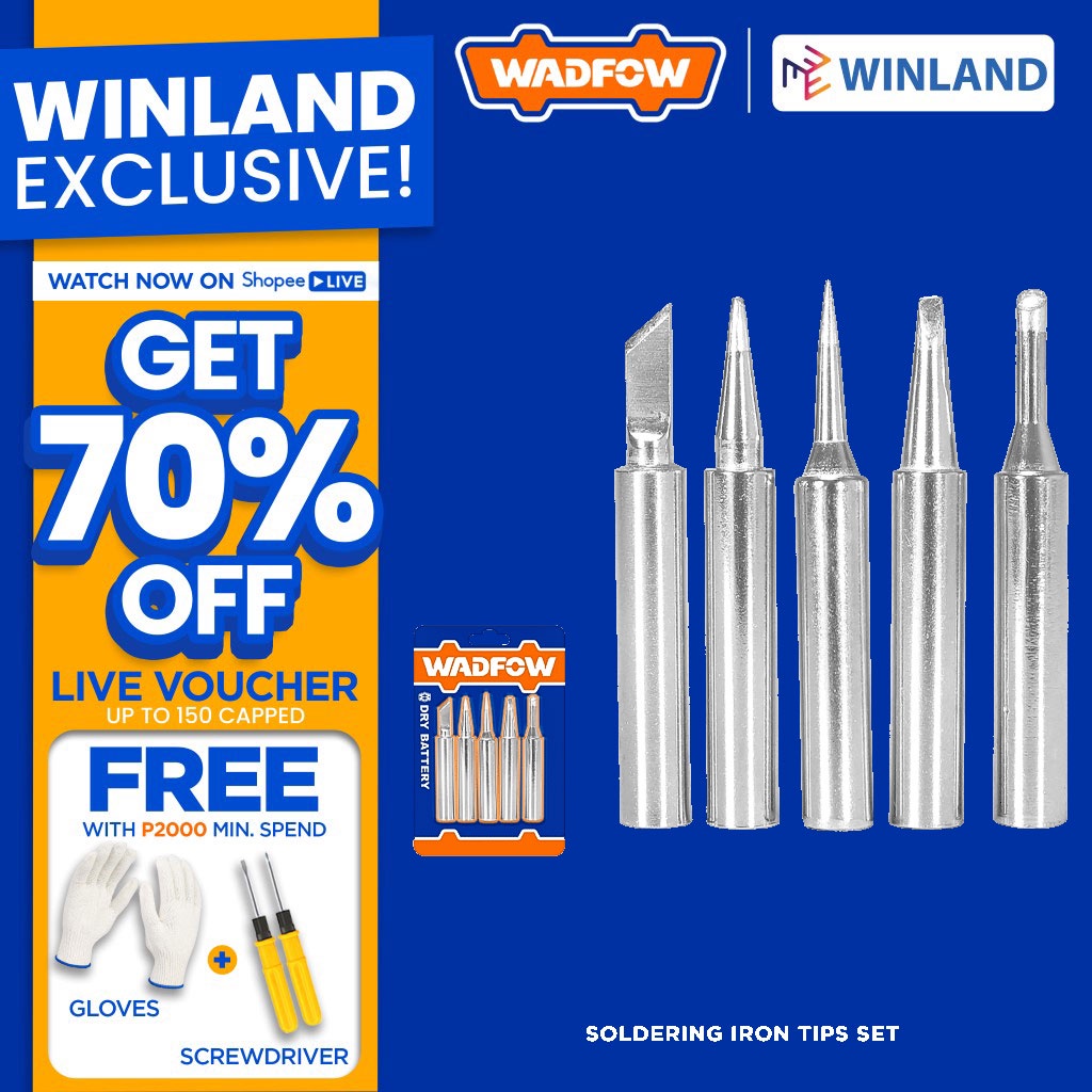 [2866]WADFOW Set of 5 Soldering Iron Tips Suitable for all lead