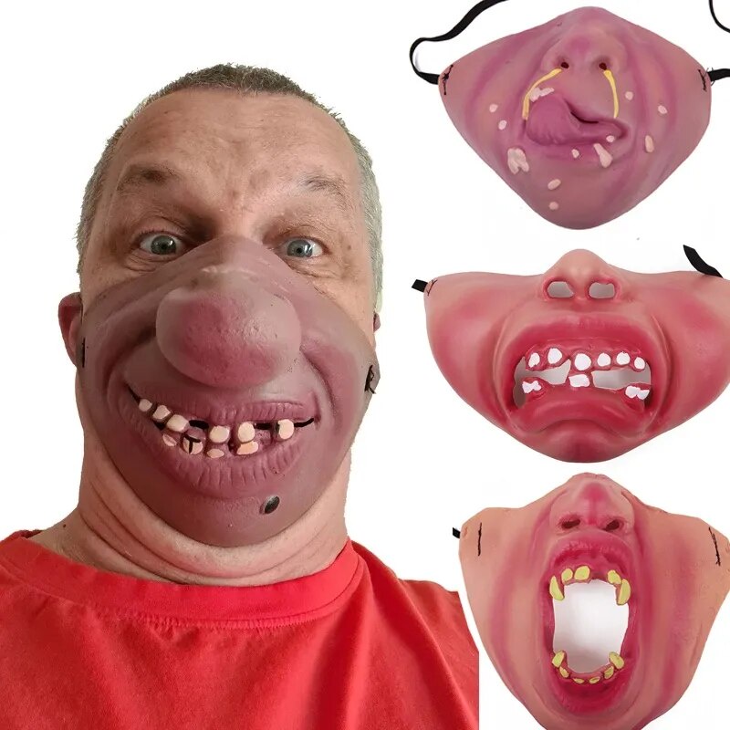 ☢Funny Latex Half Face Clown Mask Cosplay Humorous Elastic Band