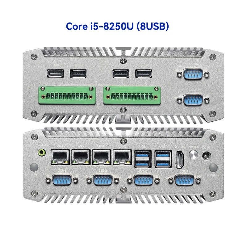 Industrial Mini PC i7-8250U 4x Intel i211AT LAN POE 6x COM DB9 8x USB ...