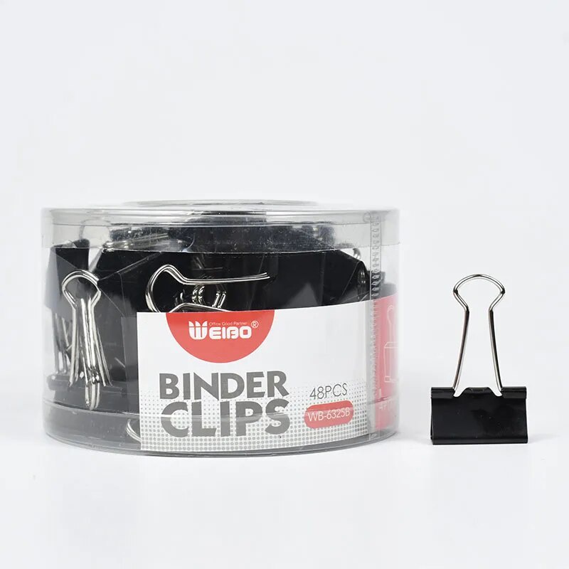 6325B Metal Binder Clips Black 25/45mm Home Office Books File Organizer ...