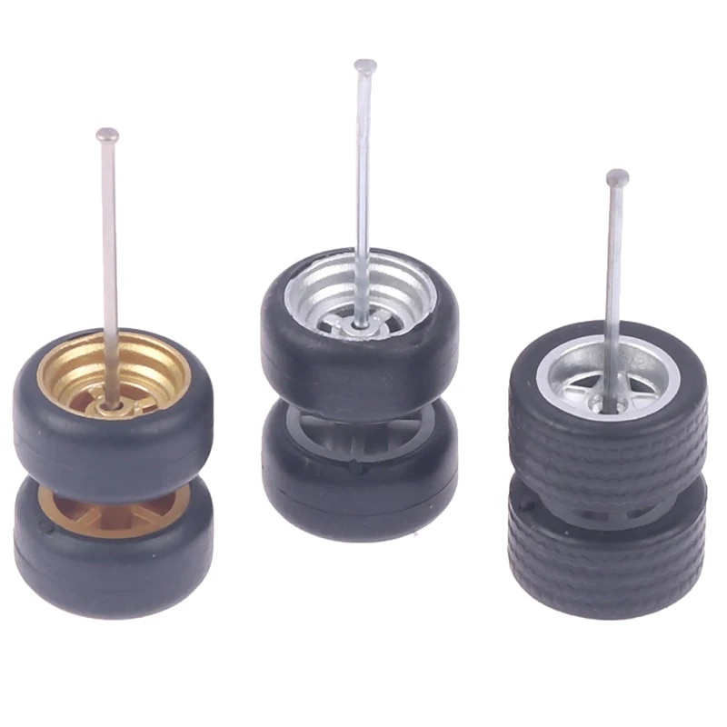1Set 1/64 Wheels Model Car Wheels For Hotwheels With Rubber Tire Model ...