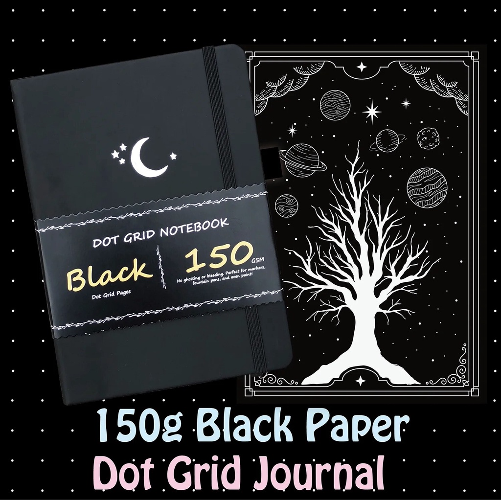 Bullet Dotted Notebook Black Paper Dot Grid Journal Sketchbook Drawing ...