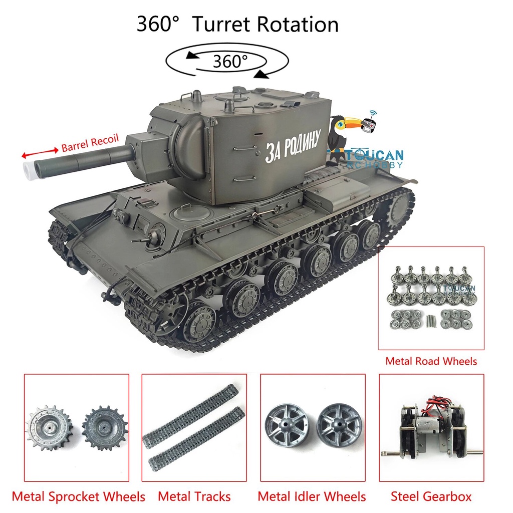 ☽HENG LONG 1/16 7.0 Customized Soviet KV-2 Gigant RTR RC Tank 3949 ...