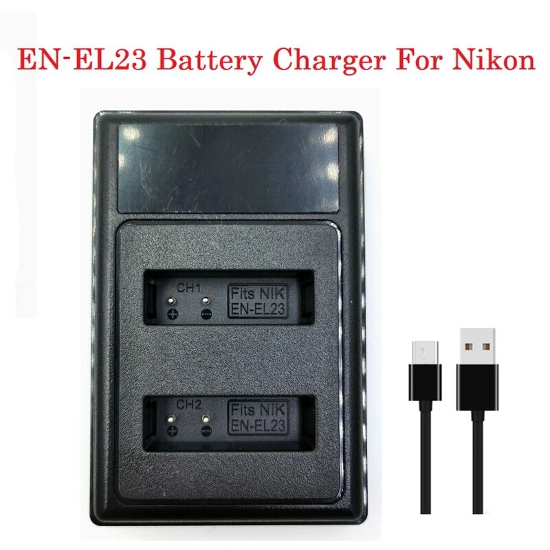 ღENEL23 LCD USB Dual Battery Charger For Nikon COOLPIX B700 P900S P900