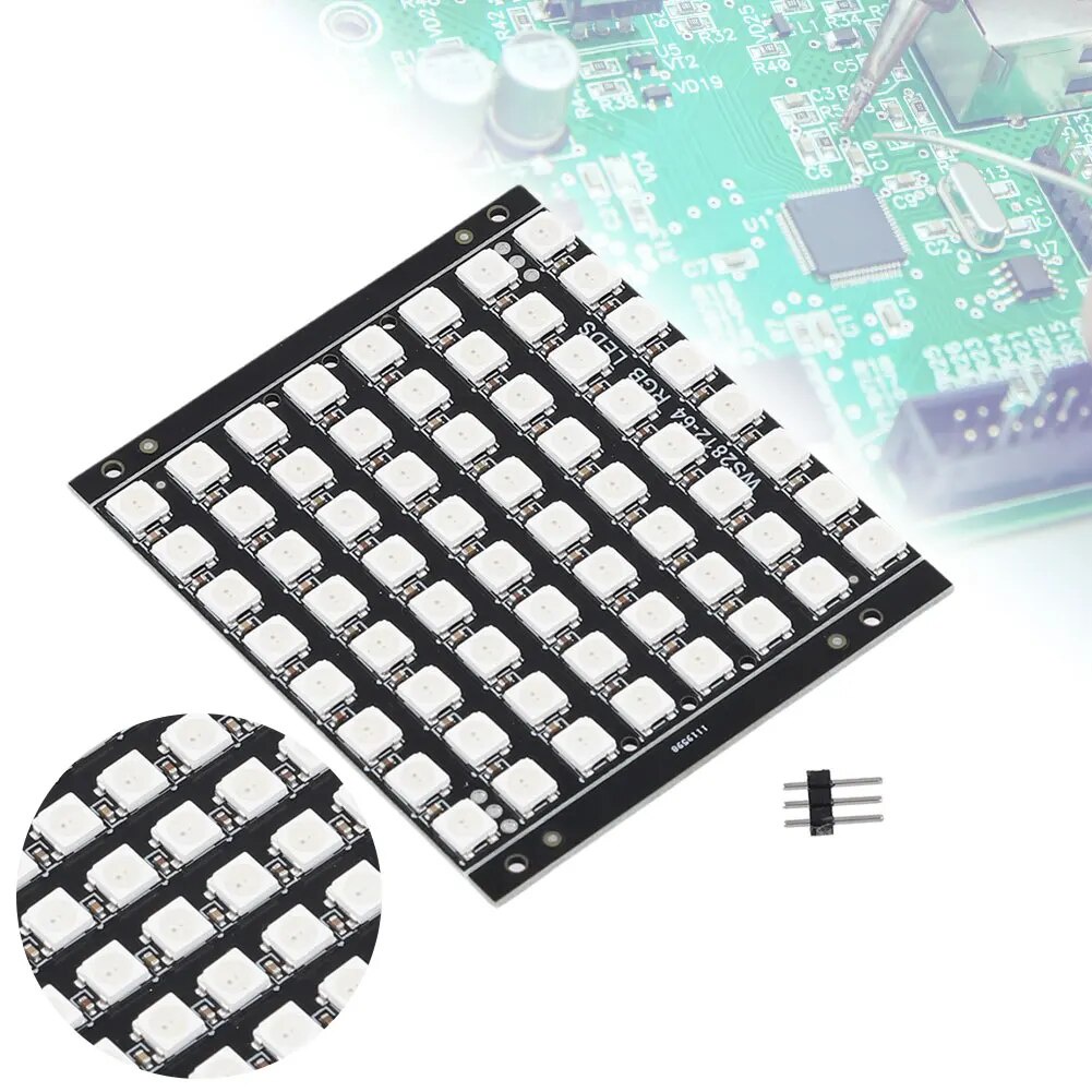 WS2812 LED 5050 RGB 8x8 LED Panel Full Color RGB Matrix Module 64 Bit 5 ...