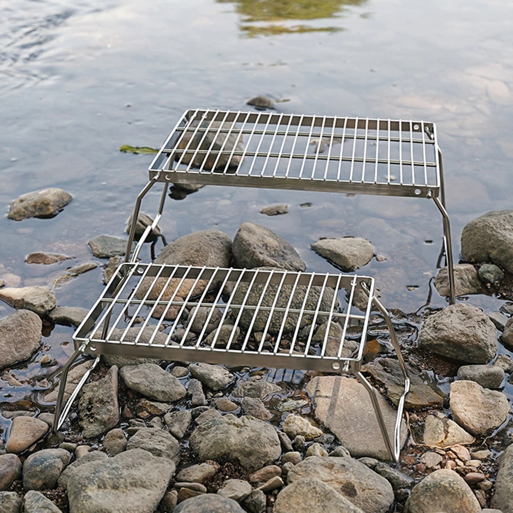 94N Camping Stove Stand Stainless Steel Camping Stove Grill Rack Gas