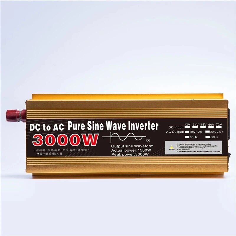 1600W 2200W 3000W Pure Sine Wave Inverter DC 12V 24V to AC 220V Voltage ...